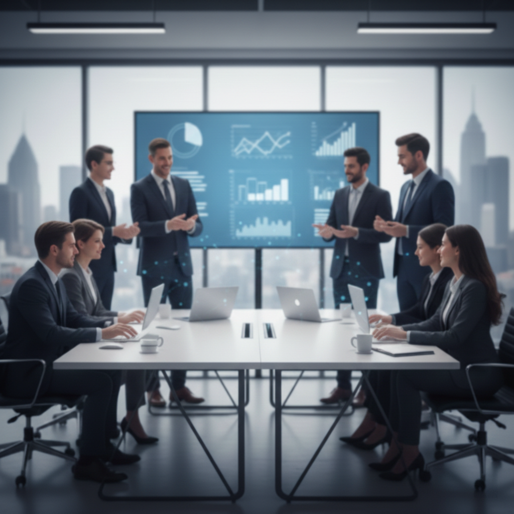 Personas en una sala realizando una contratación de personal